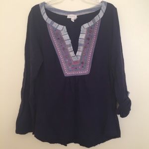 Meadow Rue Embellished Embroidered Blouse Shirt